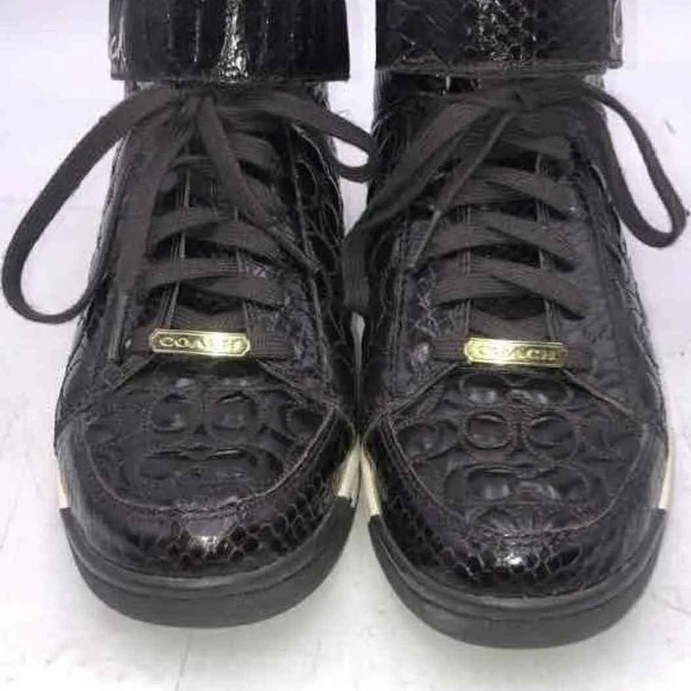Coach Designer Nanette Brown High Top Sneakers Tennis Shoes Size 9M